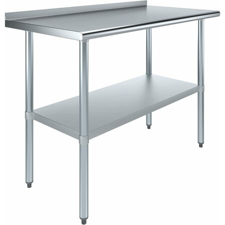 AMGOOD 24 in. X 48 in. Stainless Steel Prep Table with 1.5in Backsplash WT-2448-BS-Z